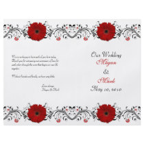 Red Gerbera Daisy Floral Wedding Program