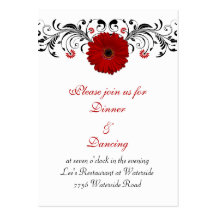 Red Gerbera Daisy Reception Card Business Card