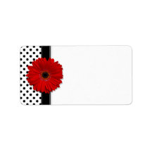 Red Gerbera Daisy Wedding Blank Address Labels