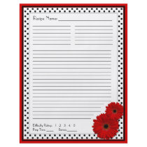 Red Gerbera Polka Dot Binder Recipe Inserts