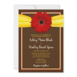 Red Gerbera with Yellow Ribbon Invitation