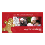 Red gingerbread man sweet candy canes Christmas Custom Photo Card