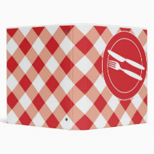 Red Gingham & Cutlery 3 Ring Binder