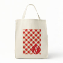 Red Gingham & Cutlery Canvas Bags