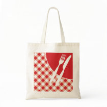 Red Gingham & Cutlery Bag