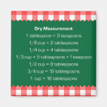 Red gingham green dry measure chart kitchen helper magnets