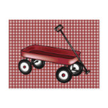 Red gingham with wagon post card