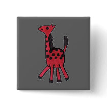 Red Giraffe Square Button