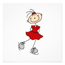 Red Girl Ice Skater T-shirts and Gifts Personalized Announcement