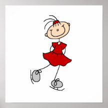 Red Girl Ice Skater T-shirts and Gifts Posters