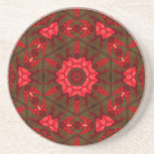 Red glass and wood beverage coaster