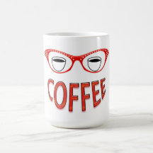 Red Glasses Smiling Coffee Mugs