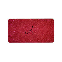 Red glitter address label