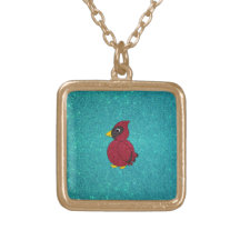 Red glitter cardinal turquoise glitter personalized necklace