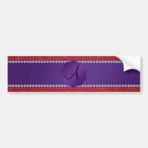 Red glitter monogram diamonds bumper stickers