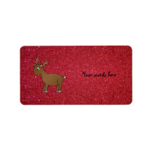 Red glitter reindeer labels