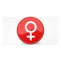 Red Glossy Female Symbol Woman Icon Picture Card