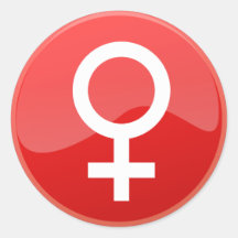 Red Glossy Female Symbol Woman Icon Round Stickers