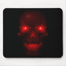 Red Glowing Skull Mouse Pad