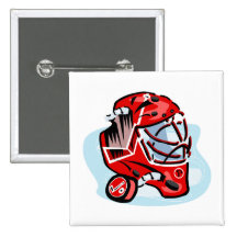 Red Goalie Mask Buttons
