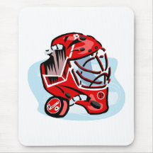 Red Goalie Mask Mouse Pads