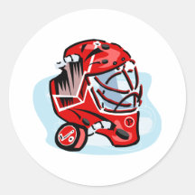 Red Goalie Mask Round Stickers