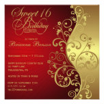 Red &  Gold 16th Birthday Party Invitation