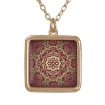 Red Gold and Green Ornate Design Pendant