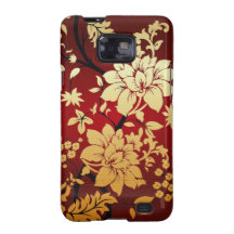 Red , Gold & Black Floral Oriental style Samsung Galaxy S Case