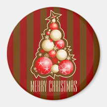Red & Gold Bubbles Christmas Tree Magnet
