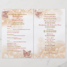 Red gold butterfly wedding program flyer design