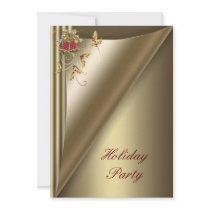 Red Gold Christmas Holiday Party Invites