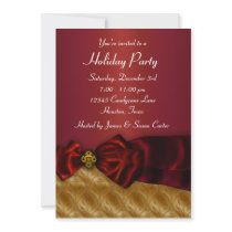 Red Gold Christmas Holiday Party Invitations