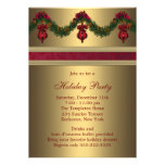 Red Gold Christmas Holiday Party Custom Invitations