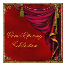 Red Gold Corporate Business Grand Opening Custom Invitation