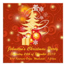 Red & Gold Customizable Christmas Party Invite
