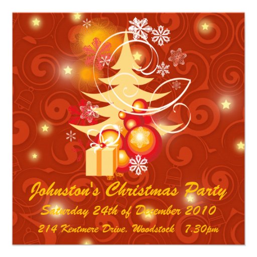 Red & Gold Customizable Christmas Party Invite