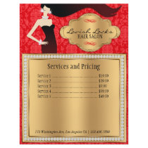 Red Gold Damask Hair Salon Flyer