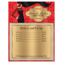 Red Gold Damask Hair Salon Flyer