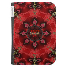 Red Gold Gothic Sun Custom Name Kindle Case