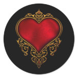 Red Gold Heart Wedding Favor Labels Stickers