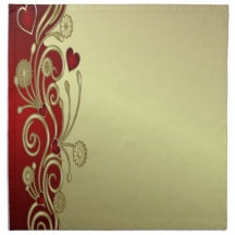Red & Gold Hearts & Scrolls Cloth Napkins