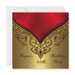 Red Gold Jewel 40th Elegant Birthday Party Personalized Invites