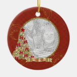 Red & Gold Merry  Christmas Tree Photo Ornament