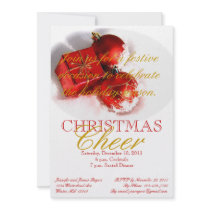 Red Gold Ornaments Christmas Party Invitations