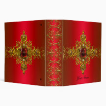 Red Gold Ornate Red Jewel Business Office Photos Binder