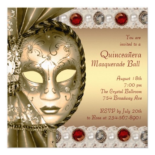 Gold Masquerade Invitations