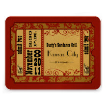 Red & Gold Showbill Wedding Response Cards Personalized Invitations