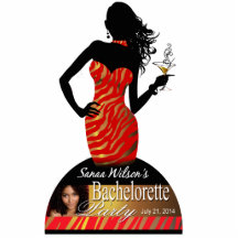 Red Gold Zebra Bachelorette Bombshell Centerpiece Cut Outs