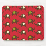 Red good luck elephants pattern print mousepads